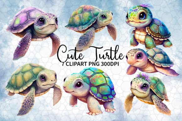 Cute Turtle Sublimation Clipart Poster 1