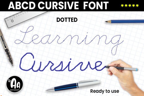 Abcd Cursive Dotted Font Poster 1