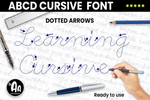 Abcd Cursive Dotted Arrows Font Poster 1