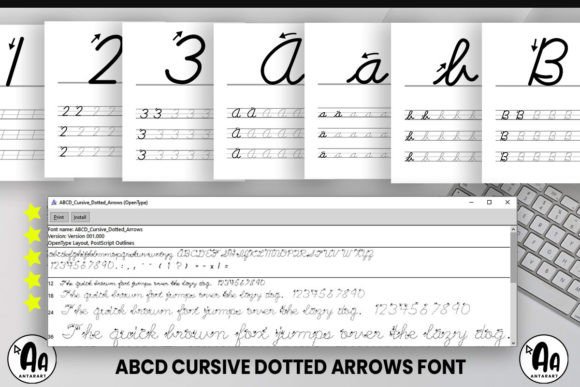 Abcd Cursive Dotted Arrows Font Poster 2