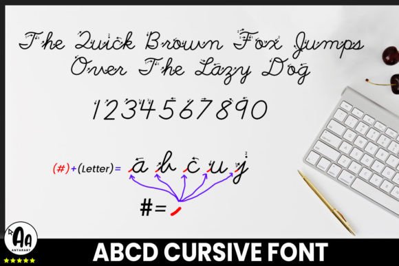 Abcd Cursive Dotted Arrows Font Poster 3