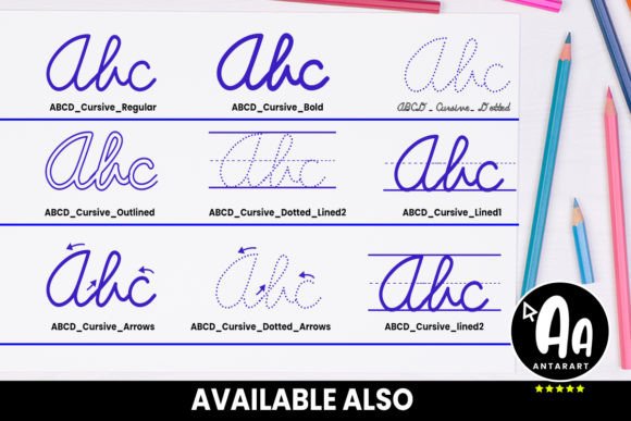 Abcd Cursive Dotted Arrows Font Poster 4