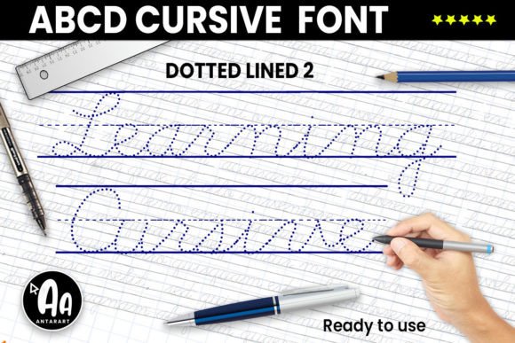 Abcd Cursive Dotted Lined2 Font Poster 1