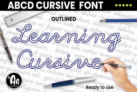 Abcd Cursive Outlined Font Poster 1