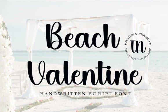 Beach in Valentine Font Poster 1