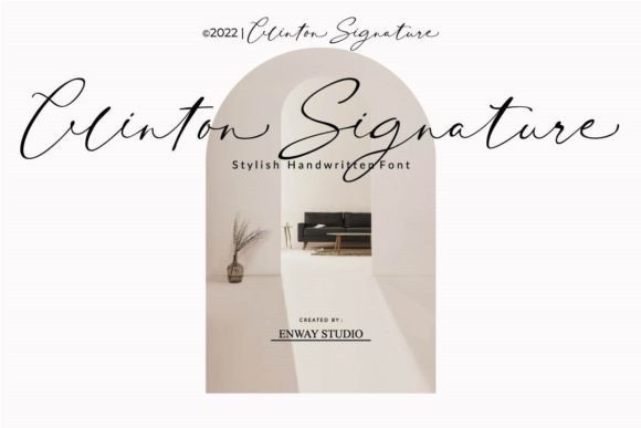 Clinton Signature Font Poster 1