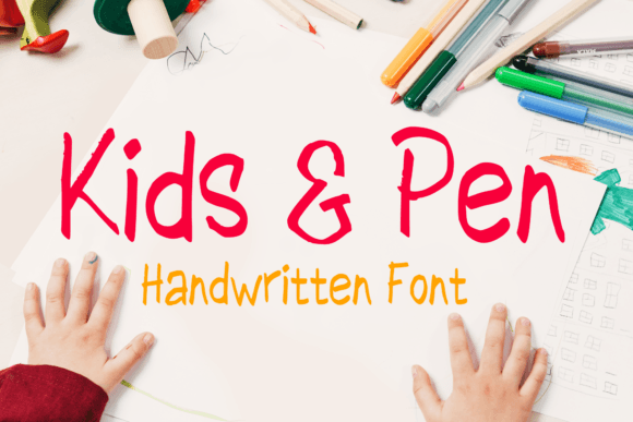 Kids & Pen Font Poster 1