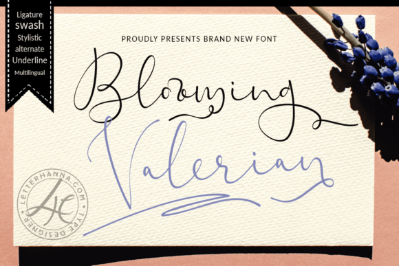Blooming Valerian Font Blooming Valerian Font Poster 1
