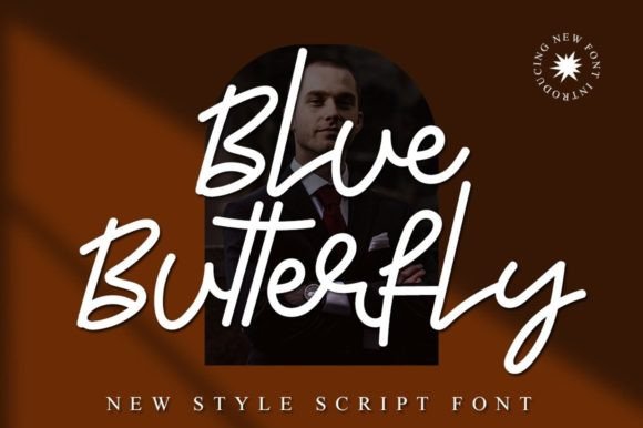 Blue Butterfly Font Poster 1
