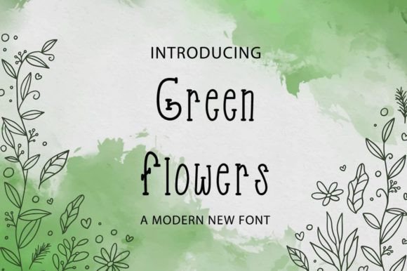 Green Flowers Font Poster 1