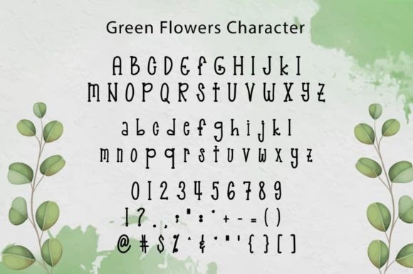 Green Flowers Font Poster 5