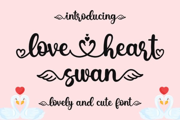 Love Heart Swan Font Poster 1