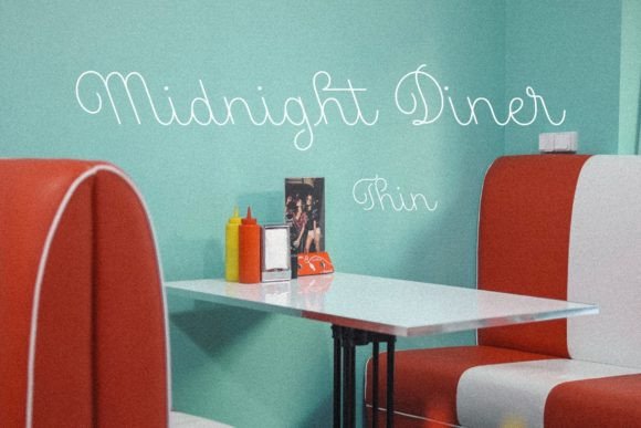 Midnight Diner Thin Font Poster 1