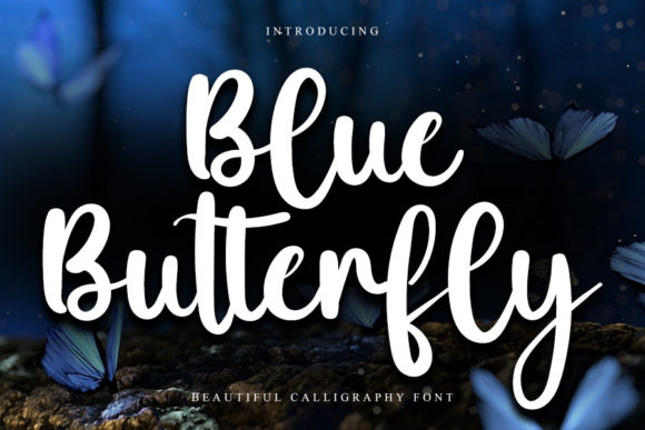 Blue Butterfly Font Poster 1
