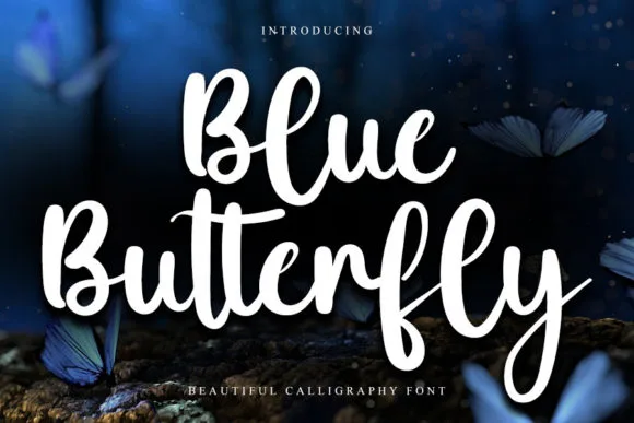 Blue Butterfly Font Blue Butterfly Font Poster 1