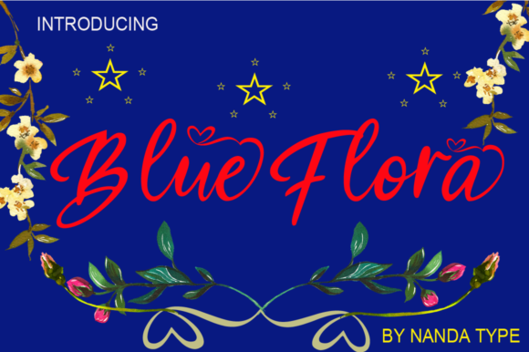 Blue Flora Font Poster 1