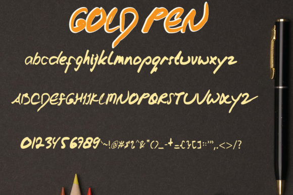 Gold Pen Font Poster 2