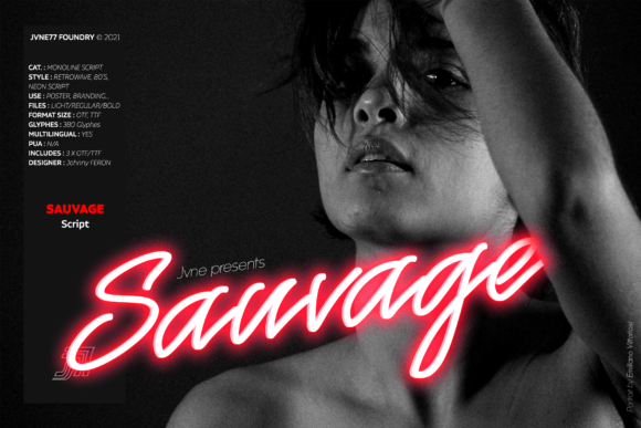 Sauvage Neon Script Font Poster 1