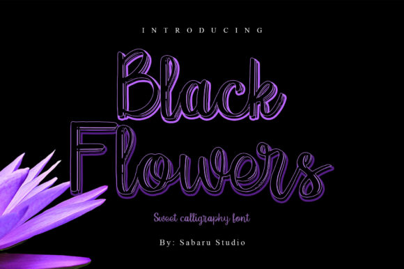 Black Flowers Font Poster 1
