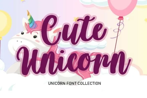 Cute Unicorn Font Cute Unicorn Font Poster 1