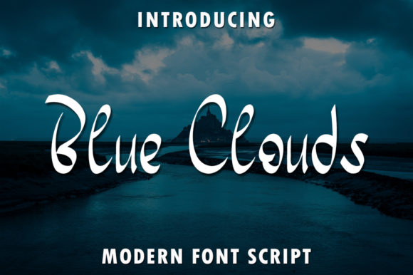 Blue Clouds Font Poster 1