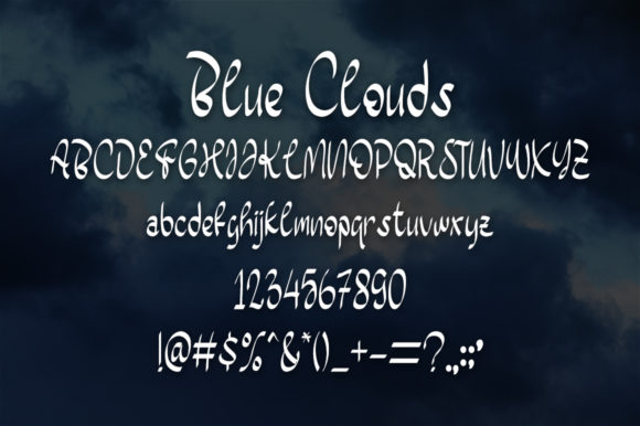 Blue Clouds Font Poster 5