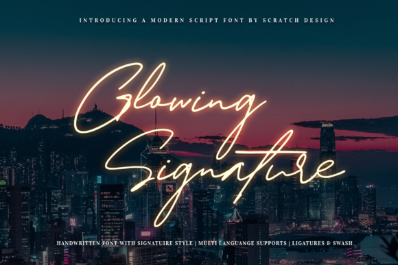 Glowing Signature Font Glowing Signature Font Poster 1