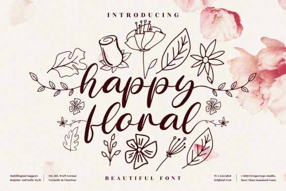 Happy Floral Font Poster 1