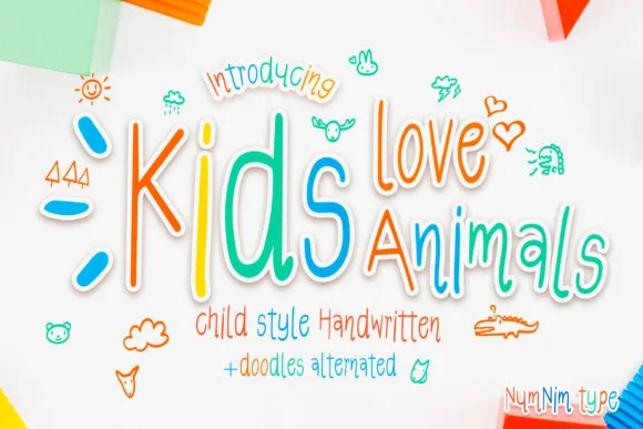 Kids Love Animals Font Kids Love Animals Font Poster 1