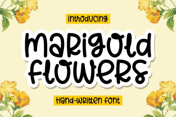 Marigold Flowers Font Poster 1