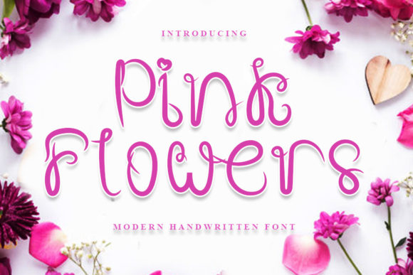 Pink Flowers Font Poster 1