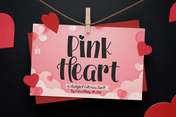 Pink Heart Font Poster 1