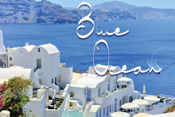 View of Santorini Font Poster 5