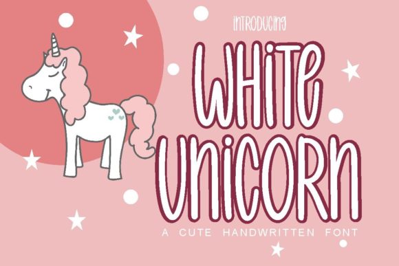 White Unicorn Font Poster 1