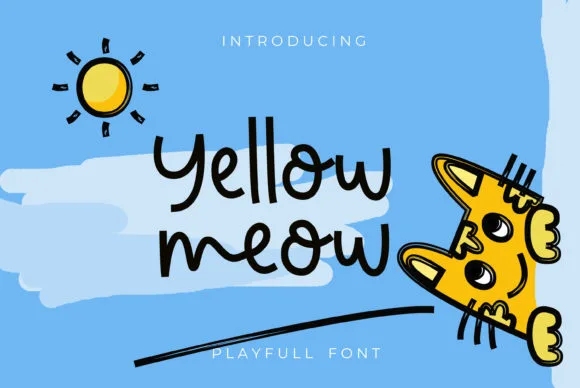 Yellow Meow Font Yellow Meow Font Poster 1