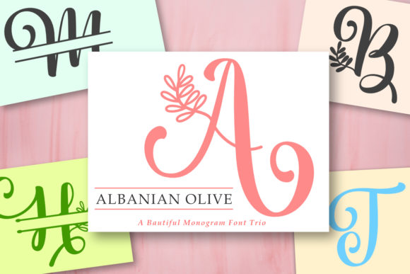 Albanian Olive Monogram Font Poster 1