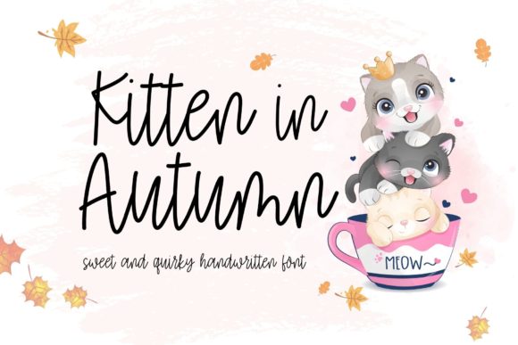Kitten in Autumn Font Poster 1
