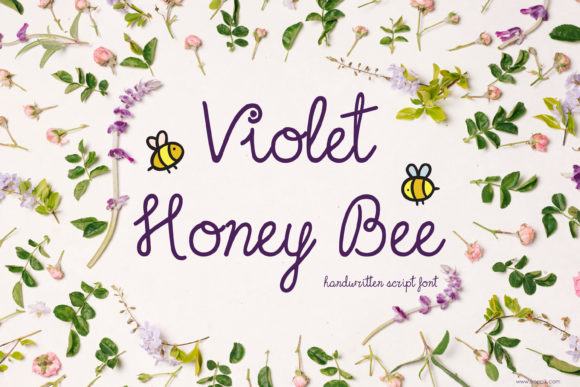 Violet Honey Bee Font Poster 1