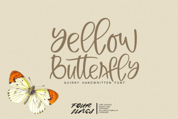 Yellow Butterfly Font Poster 1