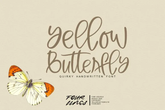 Yellow Butterfly Font Poster 1
