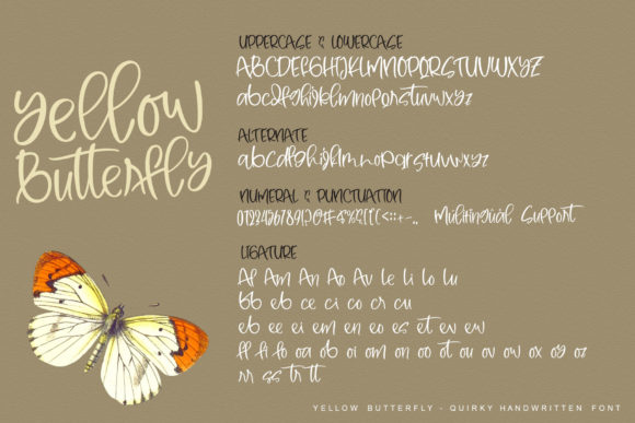 Yellow Butterfly Font Poster 7
