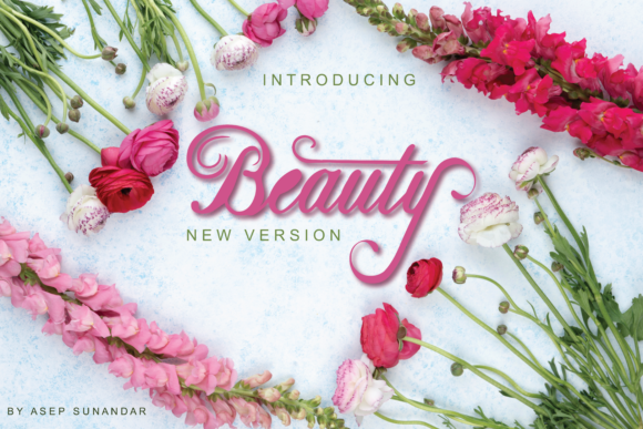 Beauty Pink Flowers Font Poster 1