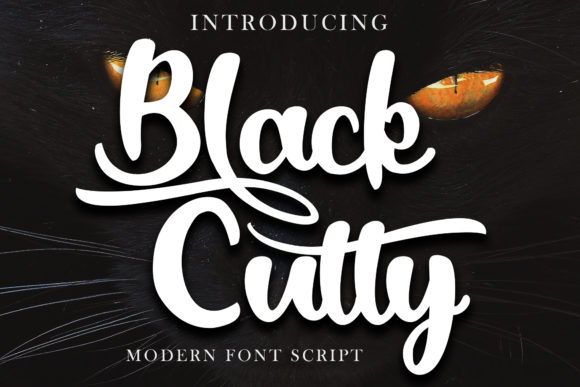Black Catty Script Font Poster 1