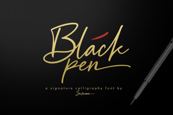 Black Pen Script Font