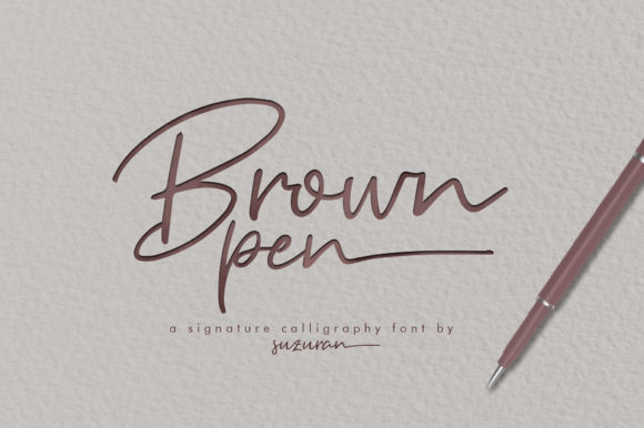 Brown Pen Script Font Poster 1