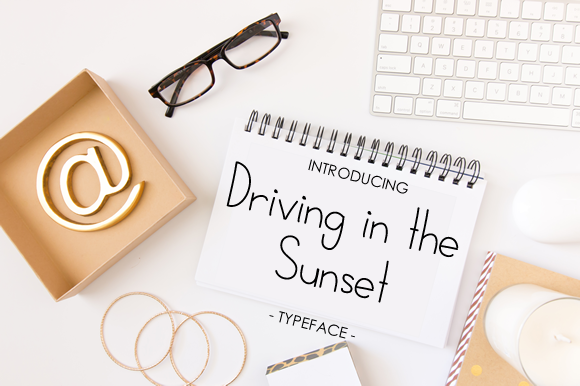 Driving in the Sunset Font Poster 1