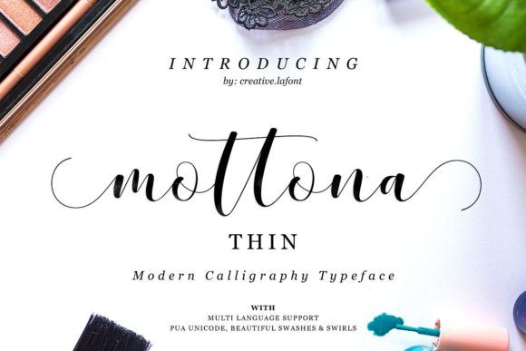 Mottona Thin Script Font Poster 1