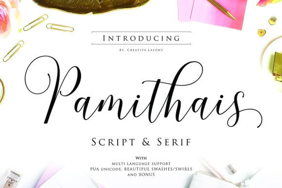 Pamithais Script Font Poster 1