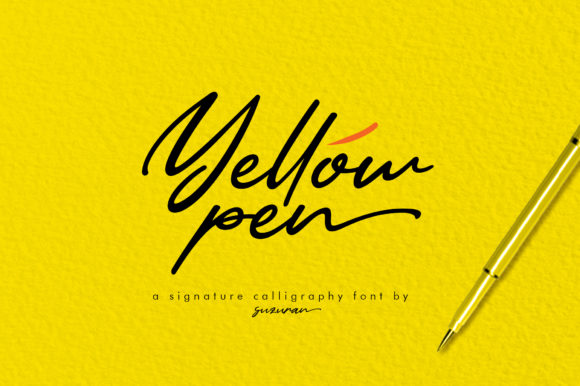 Yellow Pen Script Font Poster 1