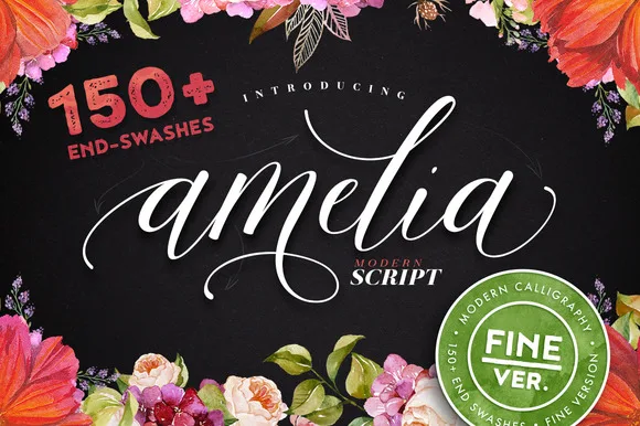 Amelia Script Font Amelia Script Font Poster 1
